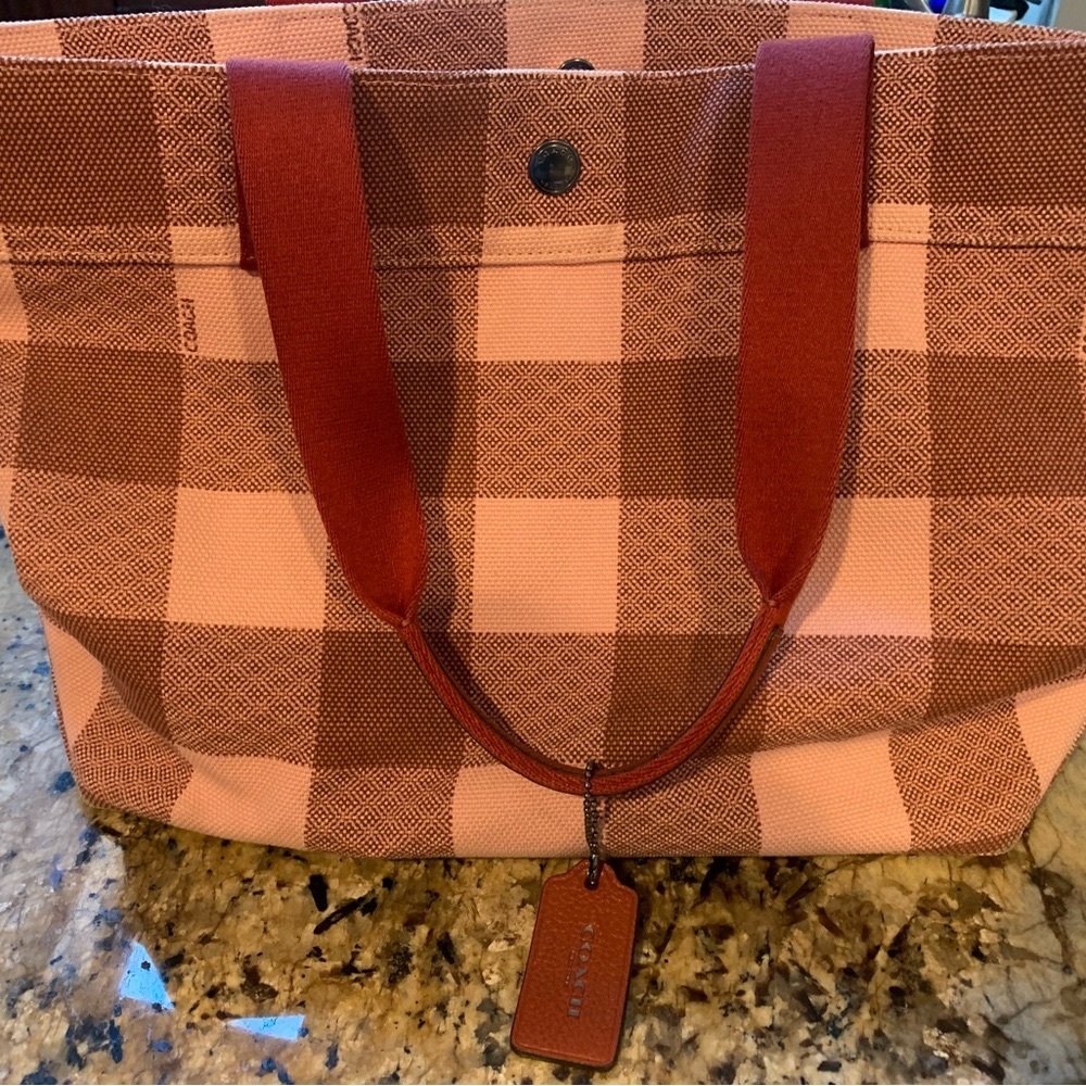 Coach Red and Pink Tote Bag with Classic Design
